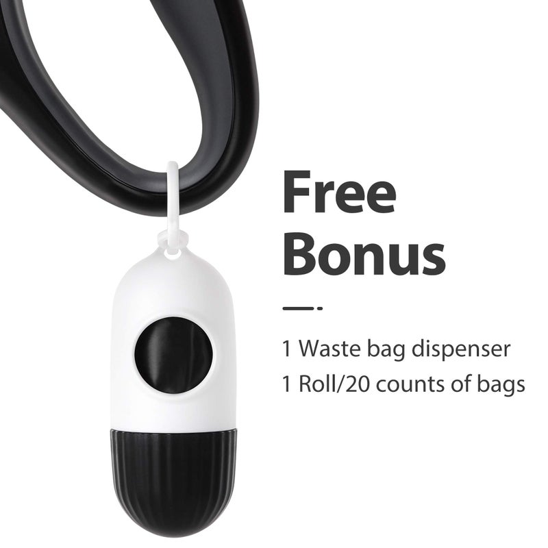 Fida Retractable Dog Leash with Dispenser and Poop Bags, 16 ft Pet Walking Leash for Large Dog up to 110 lbs, Anti-Slip Handle, Tangle-Free, Reflective Nylon Tape (L, Black) - Image 2